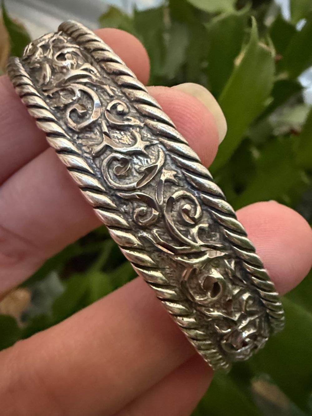 Carolyn Pollack Sterling Silver 925 Intricate Floral Scroll Cuff Bracelet ✨